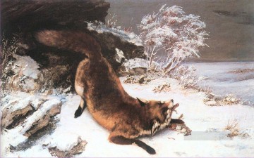  Realist Deco Art - The Fox in the Snow Realist Realism painter Gustave Courbet
